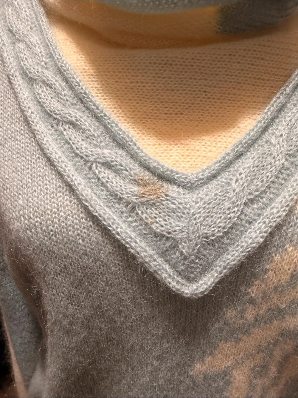 VTG Escada 3Pc Mohair Sweater Set Blue Cream Damaged As Is